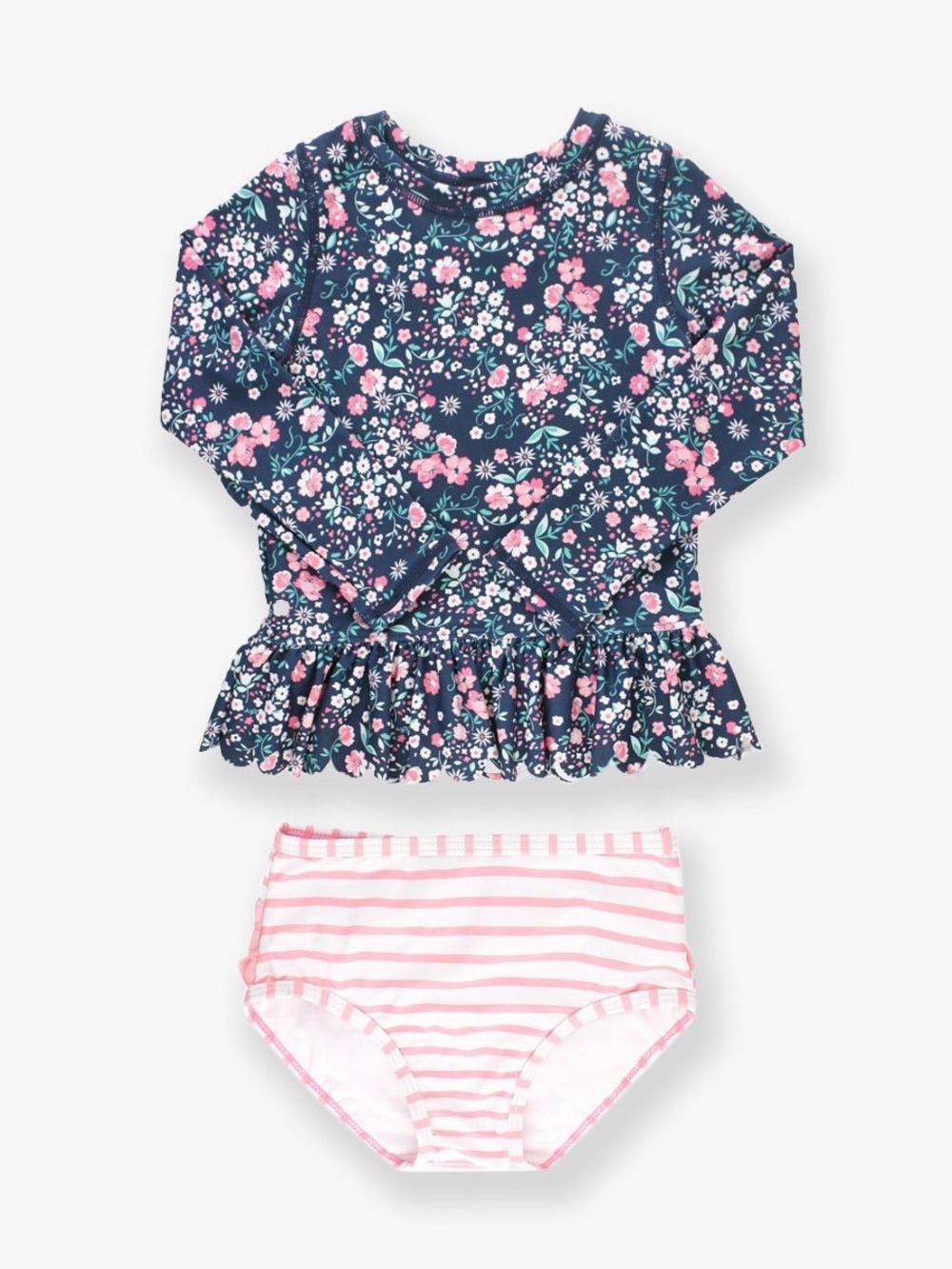 Ruffle Butts Long Sleeve Rash Guard 2-Piece in Moonlit Meadow